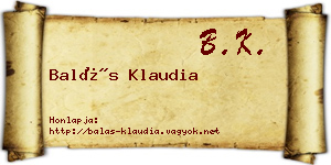 Balás Klaudia névjegykártya