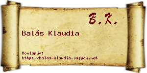 Balás Klaudia névjegykártya